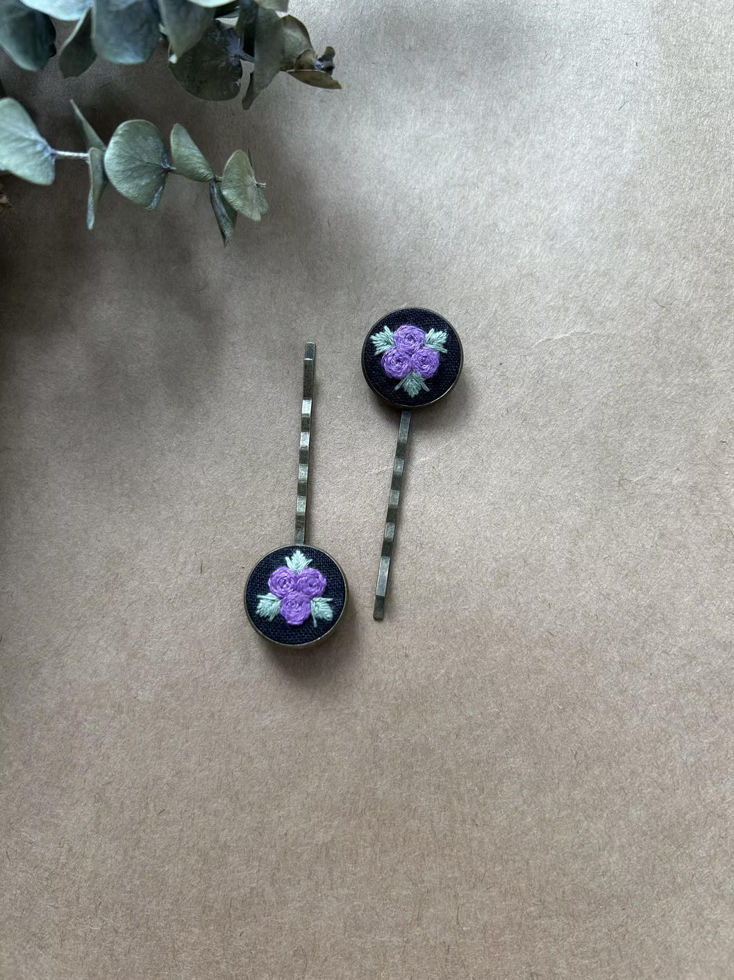 Hand Embroidered Hairclips