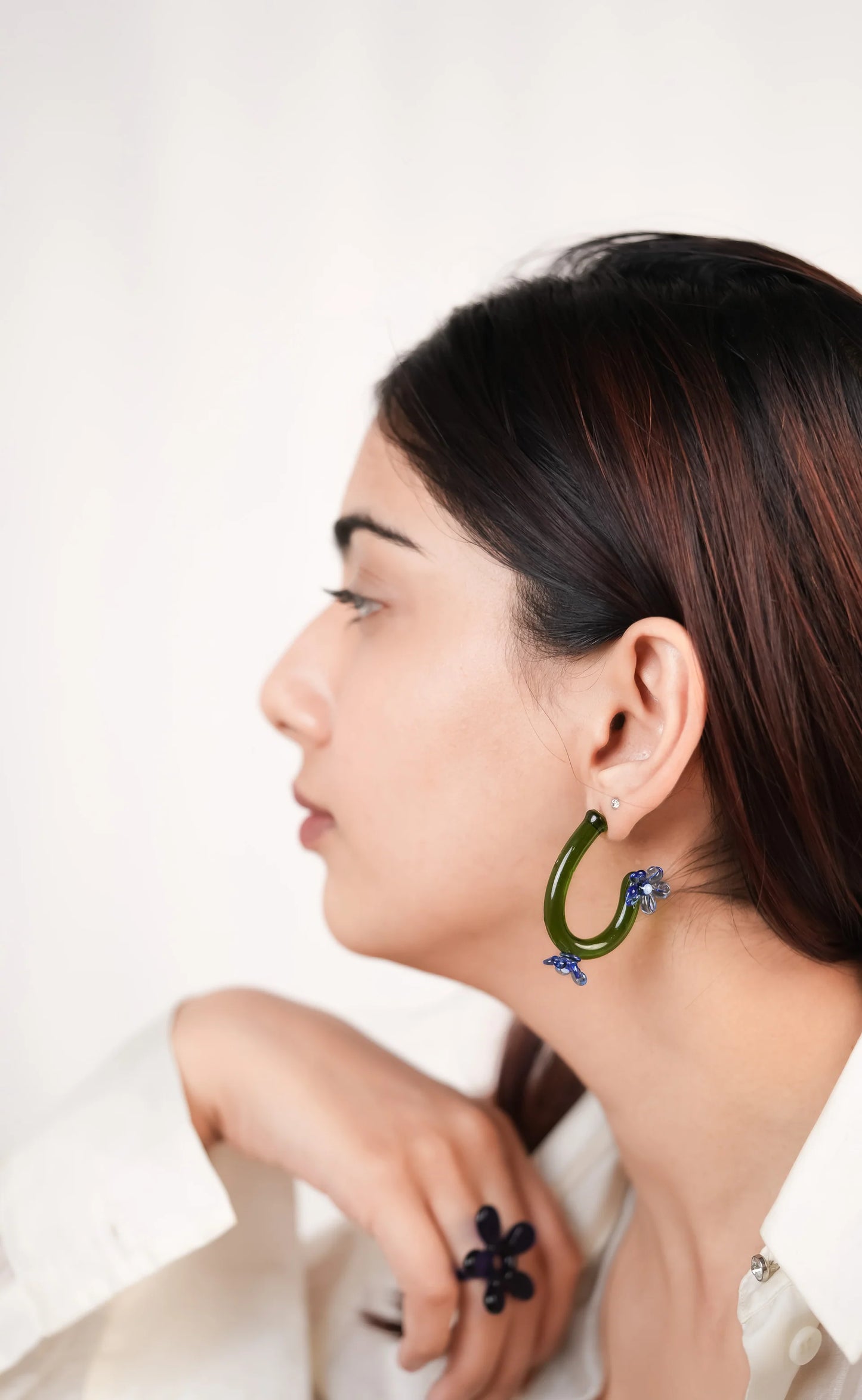 Curly Flower Hoop Earrings