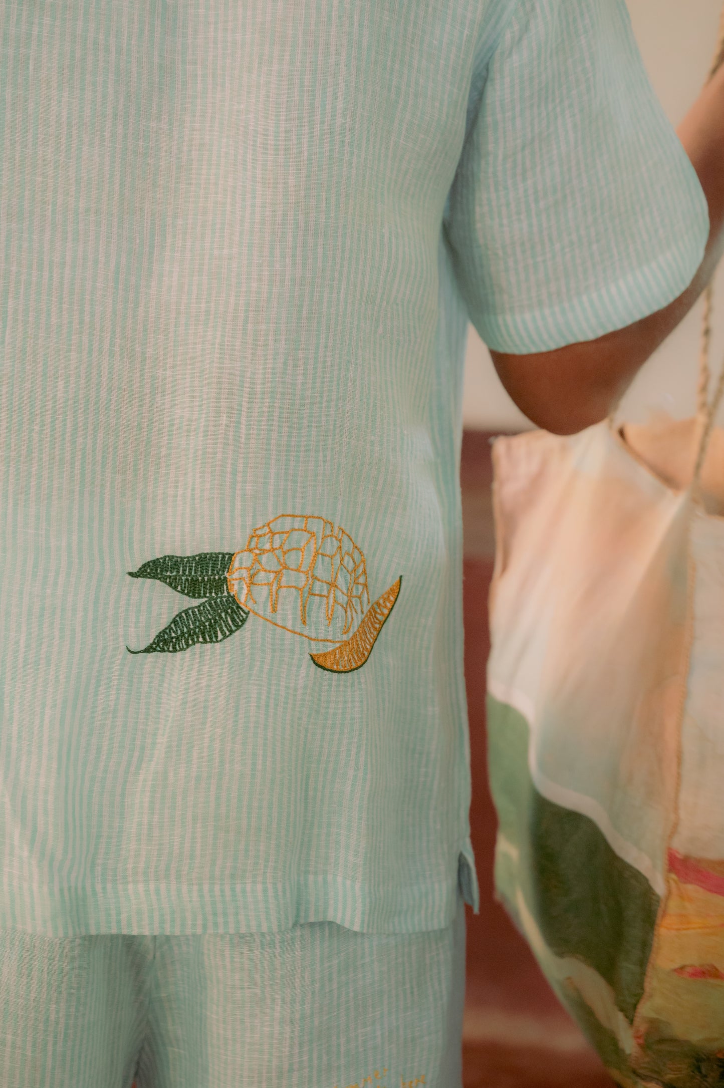 Green and White Stripes Mango Co-Ord