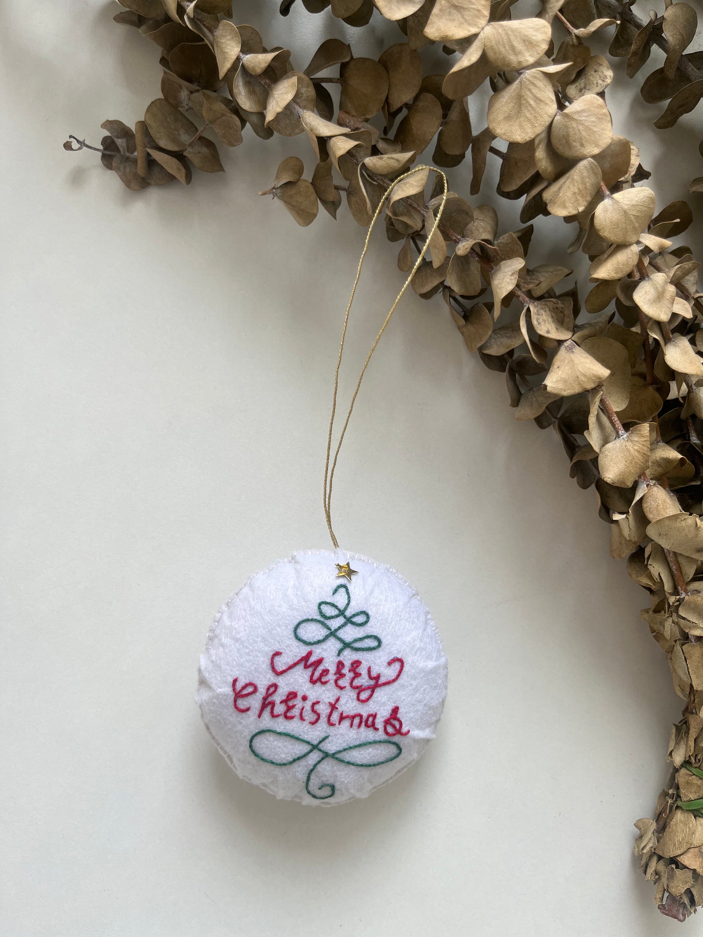Merry Christmas Hand-embroidered Ornament