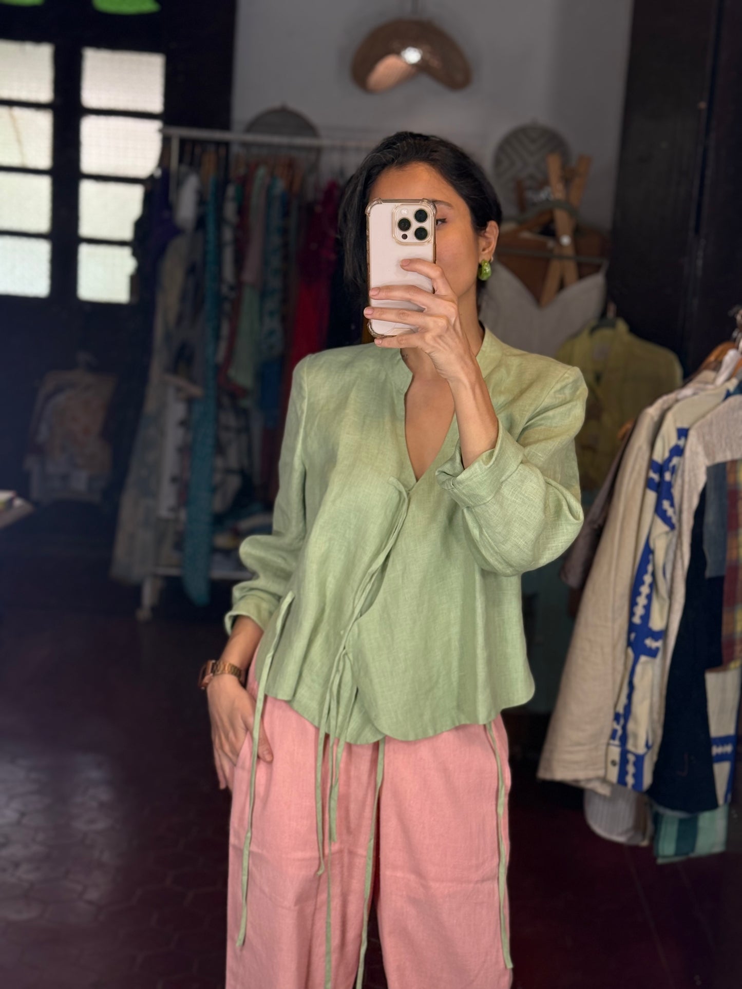 Linen Wrap Top