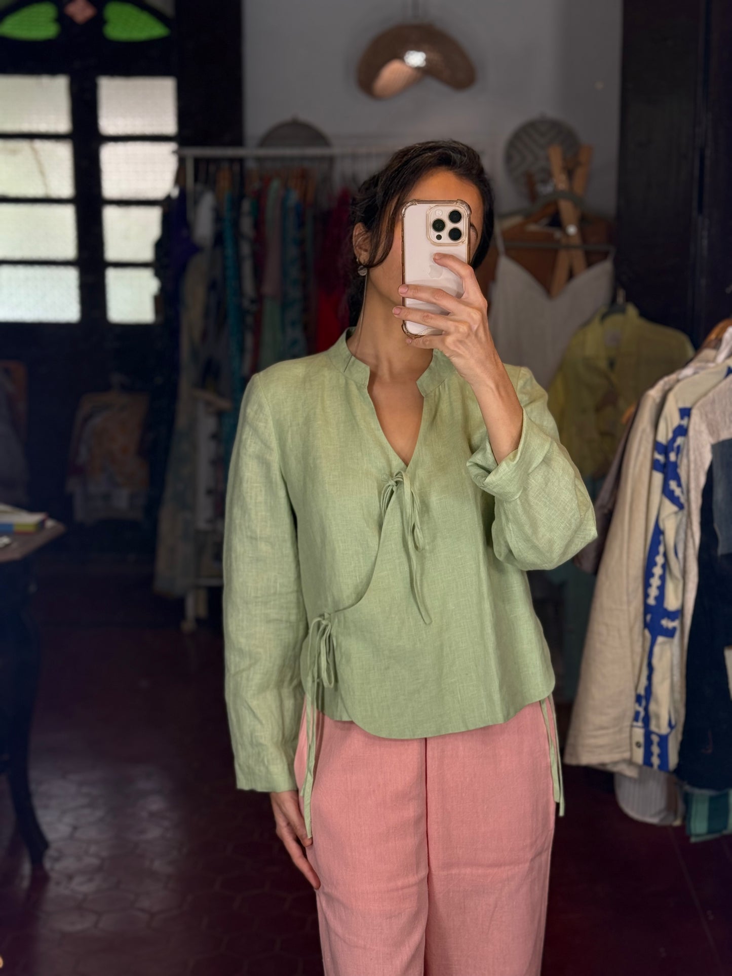 Linen Wrap Top