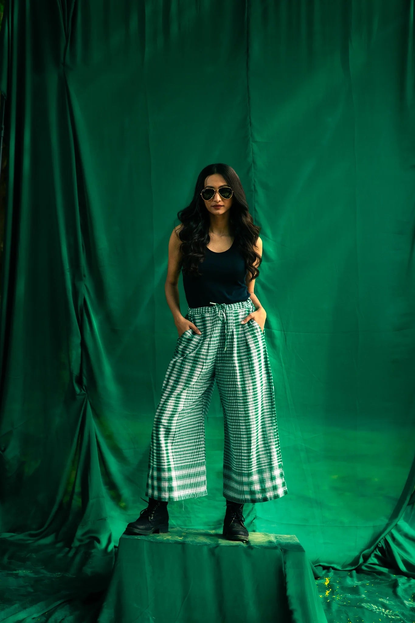 Green Checkered Pants