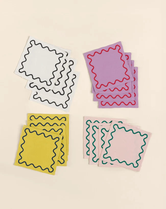 Embroidered Cocktail Napkins set of 4