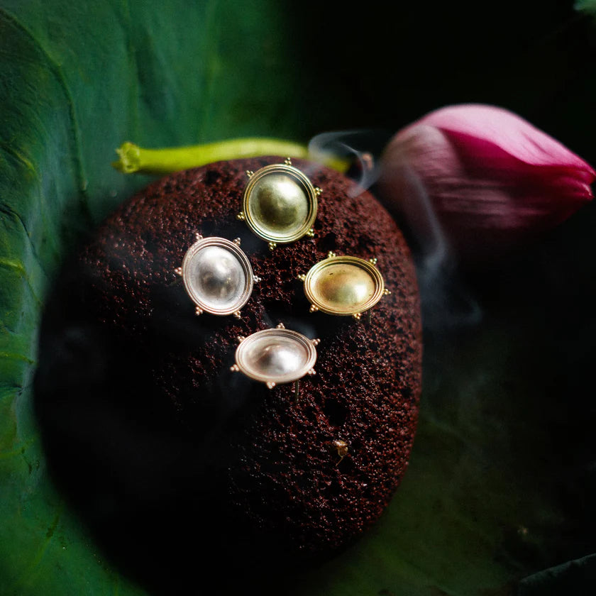Sun and Moon Studs - Small Mismatched, Sterling Silver.