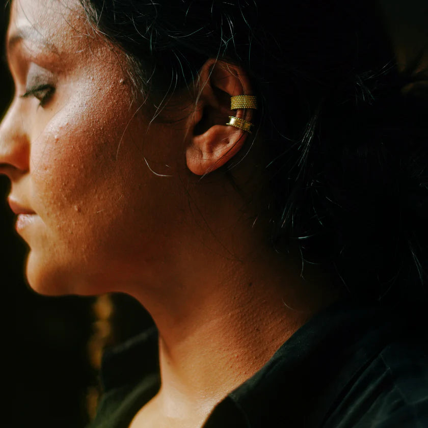 Edge Granulation Ear Cuff, Brass