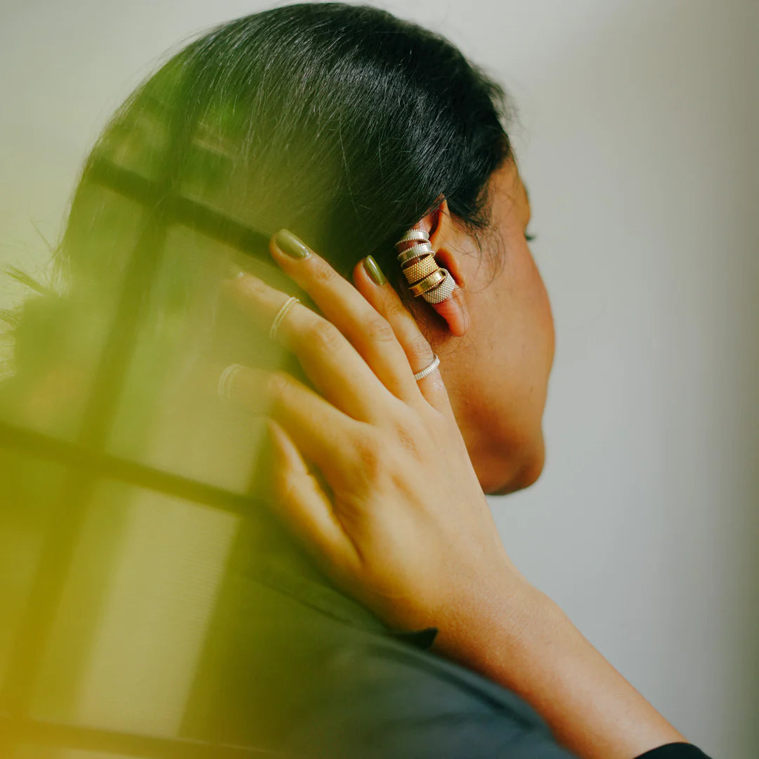 Edge Granulation Ear Cuff, Brass