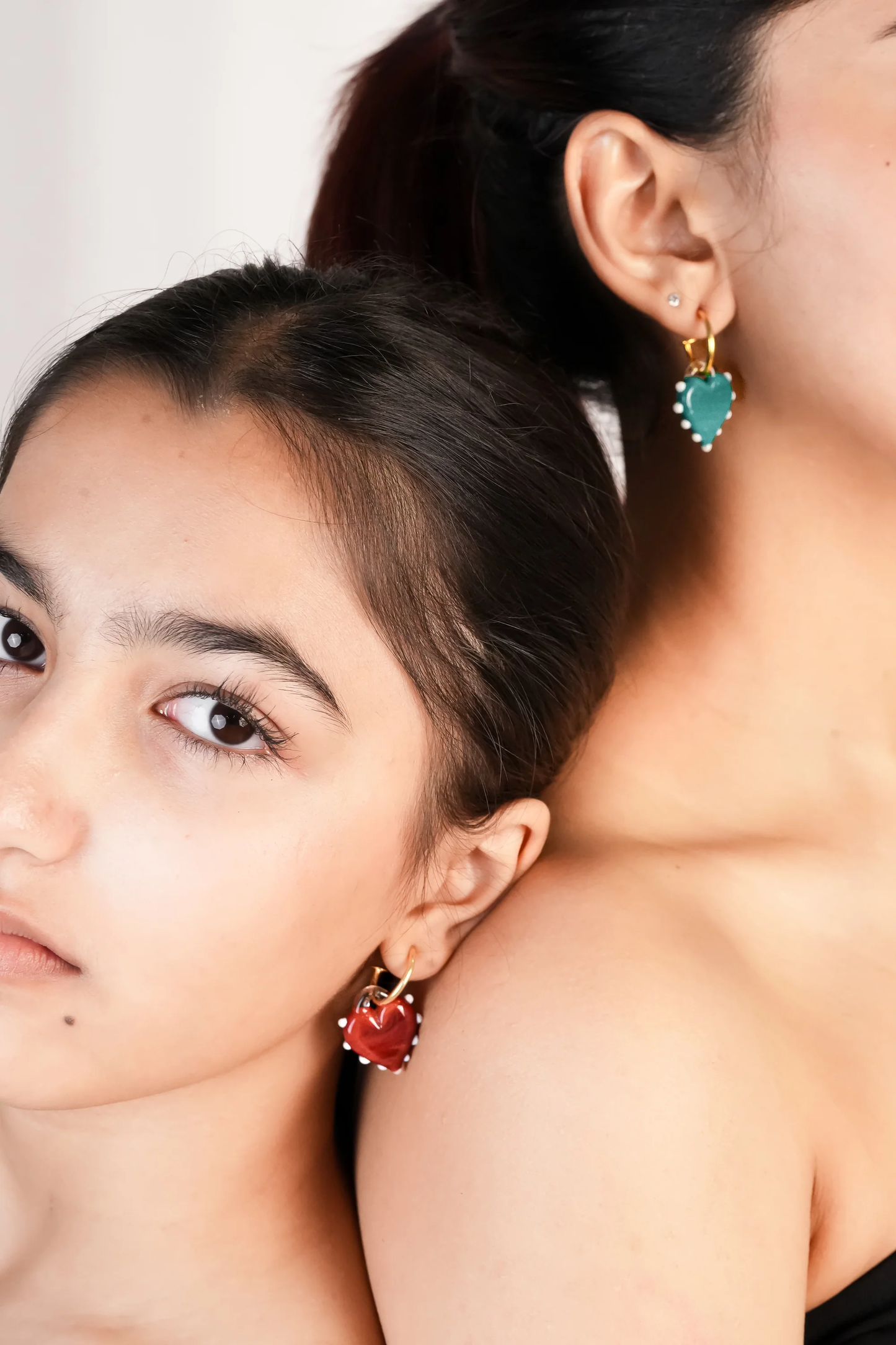 Blue Glass Heart Hoops
