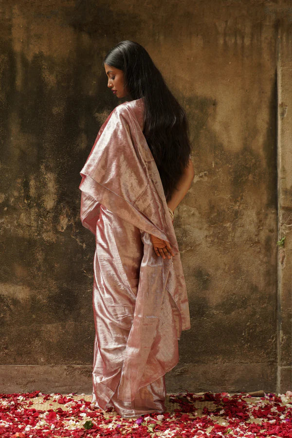 Pastel Coffee Handloom Tissue Saree