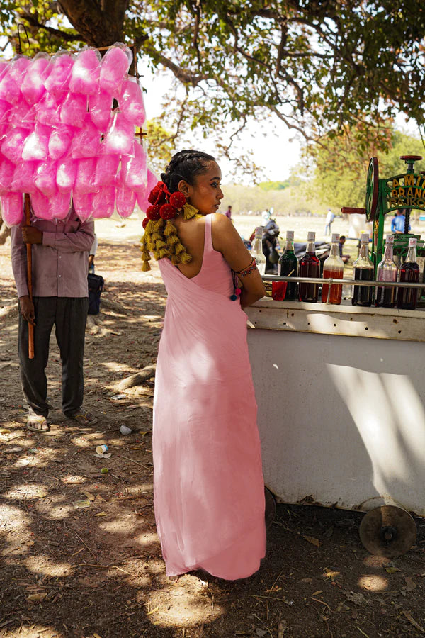 Strawberry Ice Gola Pink Handloom Cotton Silk Saree