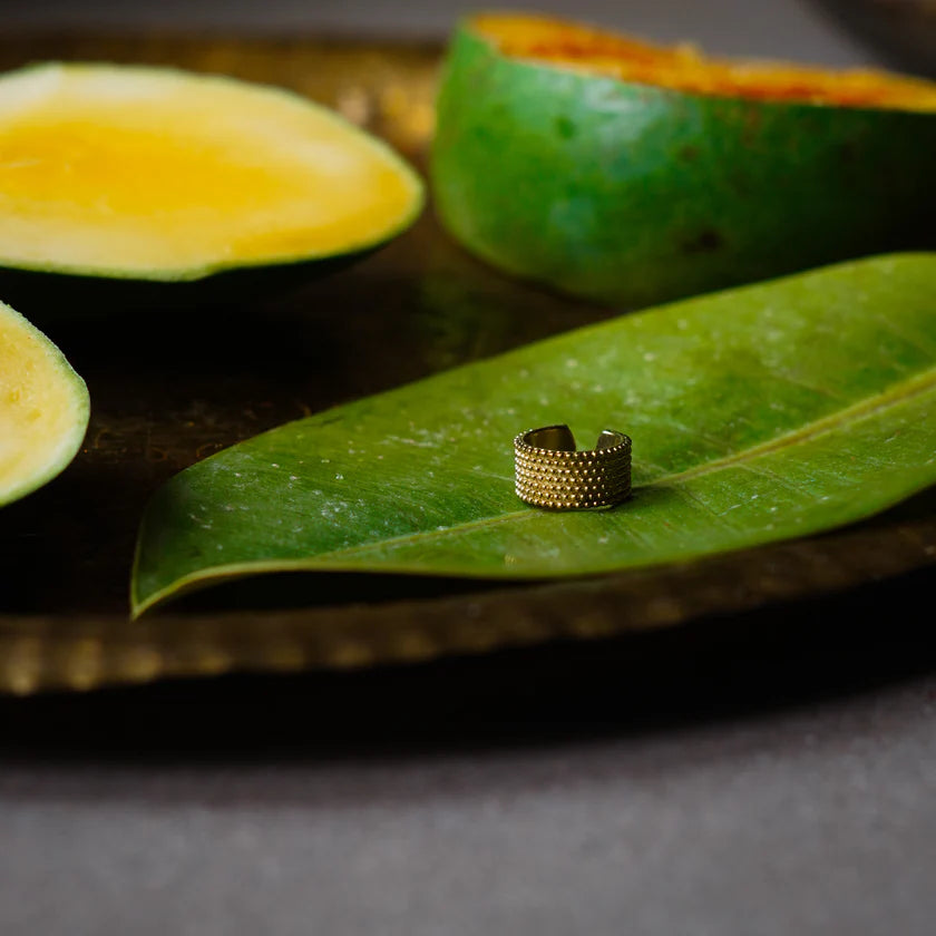 Surface Granulation Ear Cuff, Brass