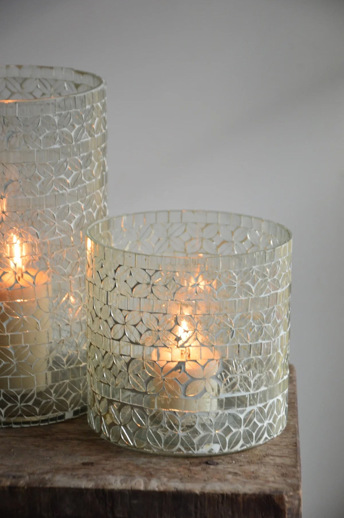 Mosaic Candle Holder with Pillar Candles