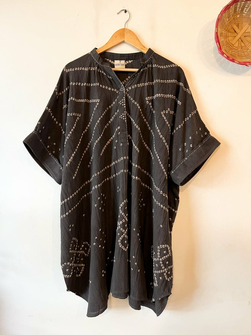 Charcoal Bandhani Kaftan Dress
