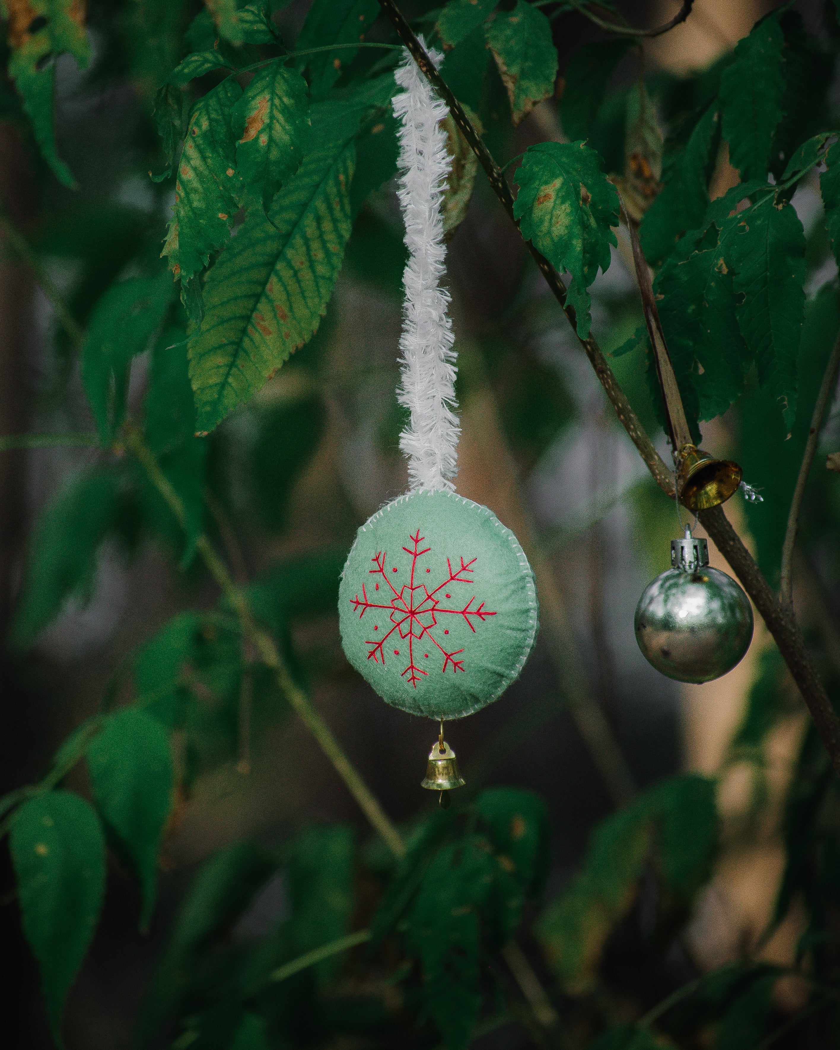 Hand-embroidered Snowflake Charm
