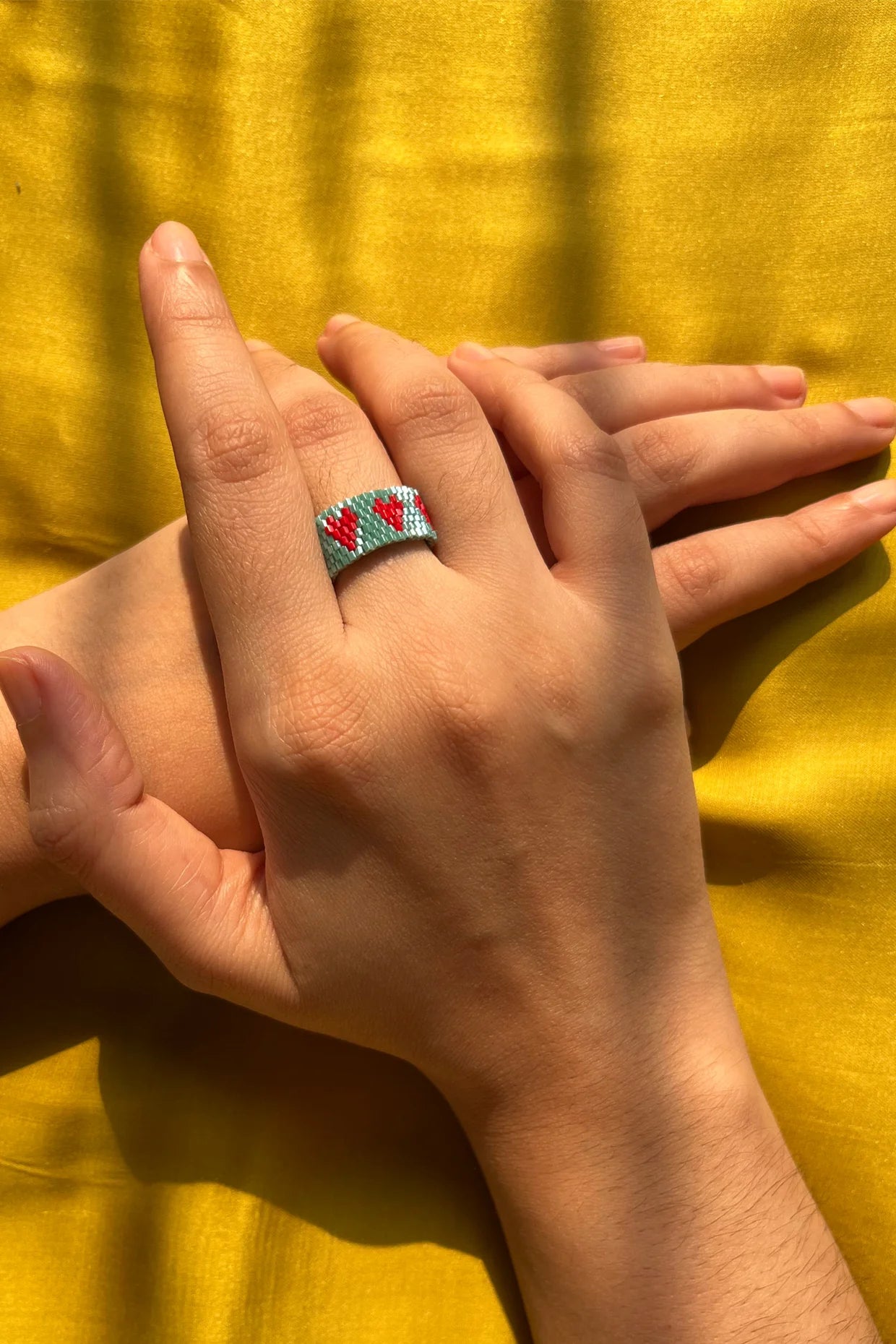 Red-Blue Heart Ring