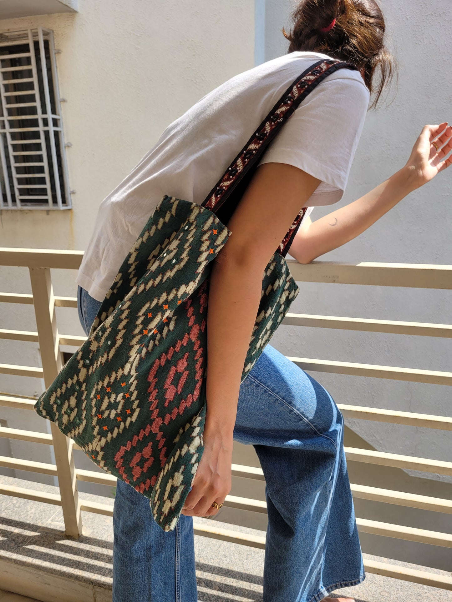 Dabu Tote - Green Ikat