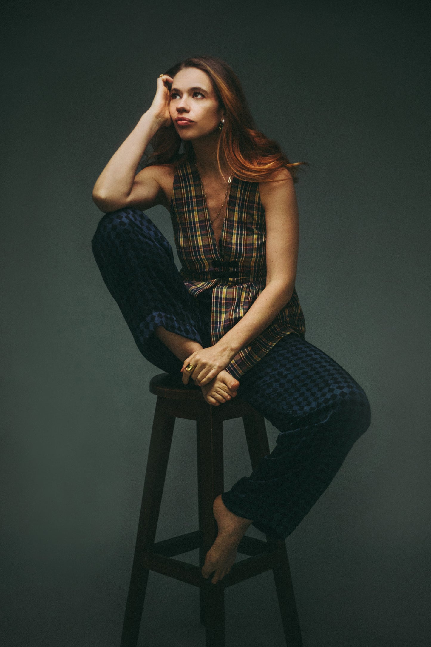 Madras Checks Peplum Vest