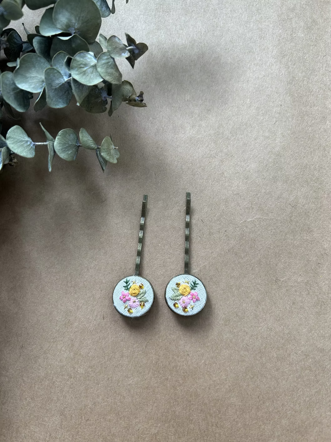 Hand Embroidered Hairclips