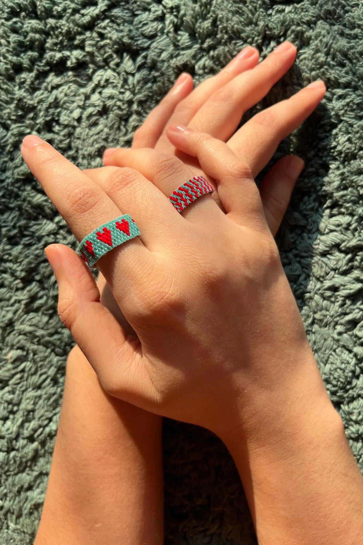 Red-Blue Heart Ring