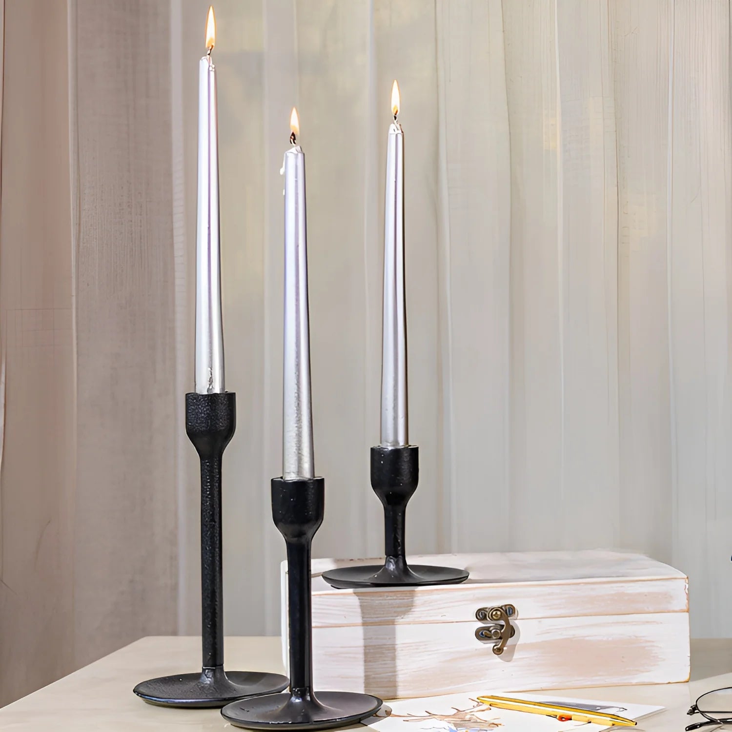 Skonhet Black Candle Stands - set of 3