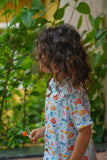 Boys' cotton shirt with fish print