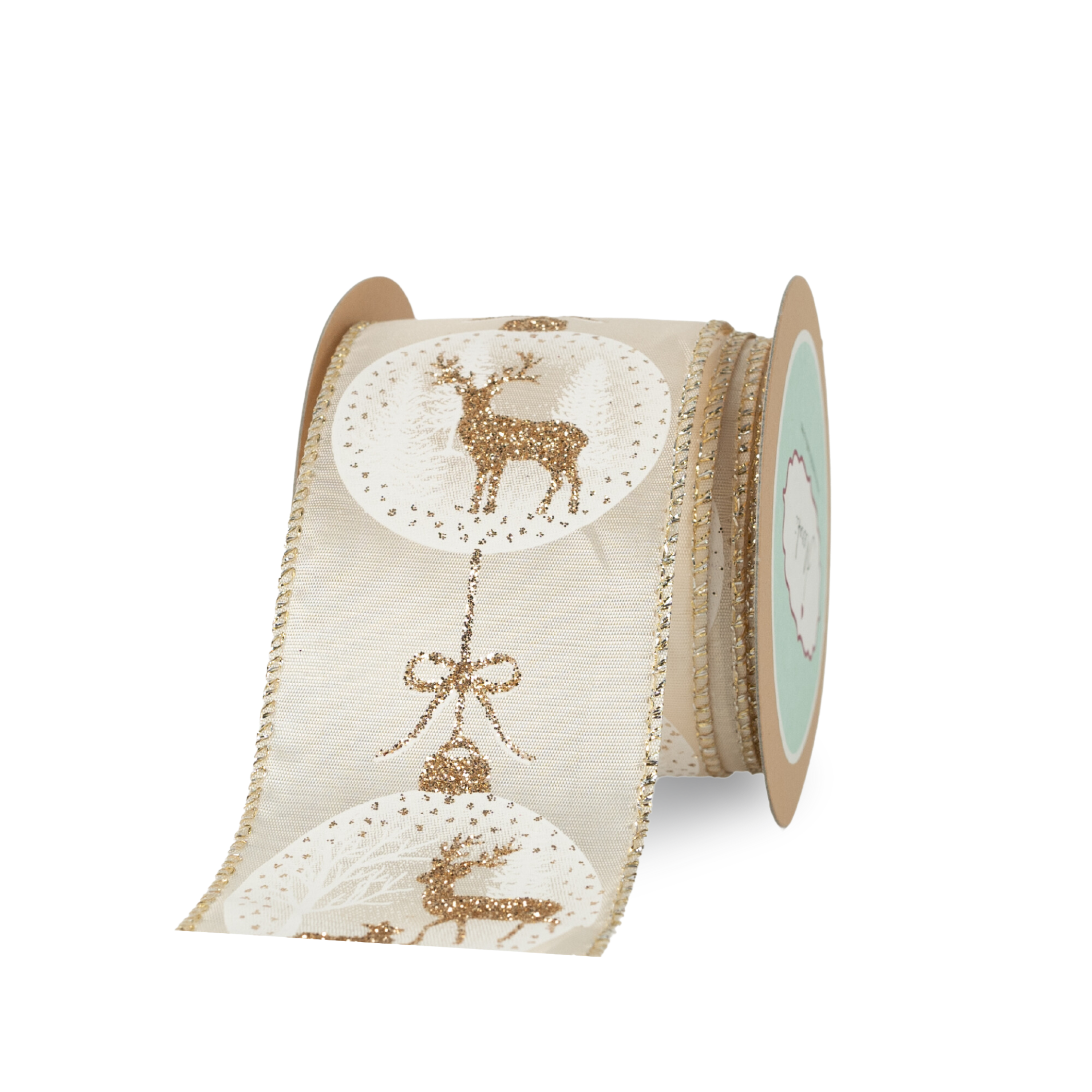 Gold Glitter Reindeer Ribbon