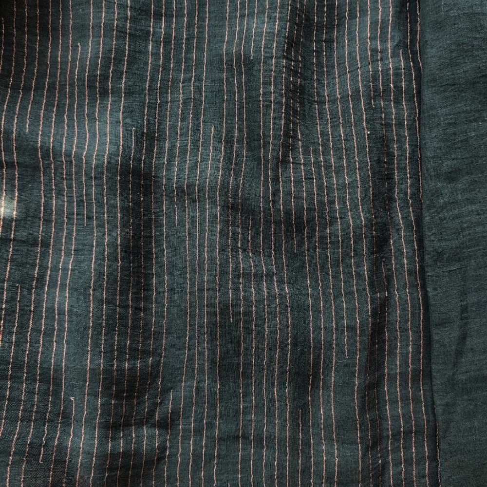 Copper Striped Black Linen