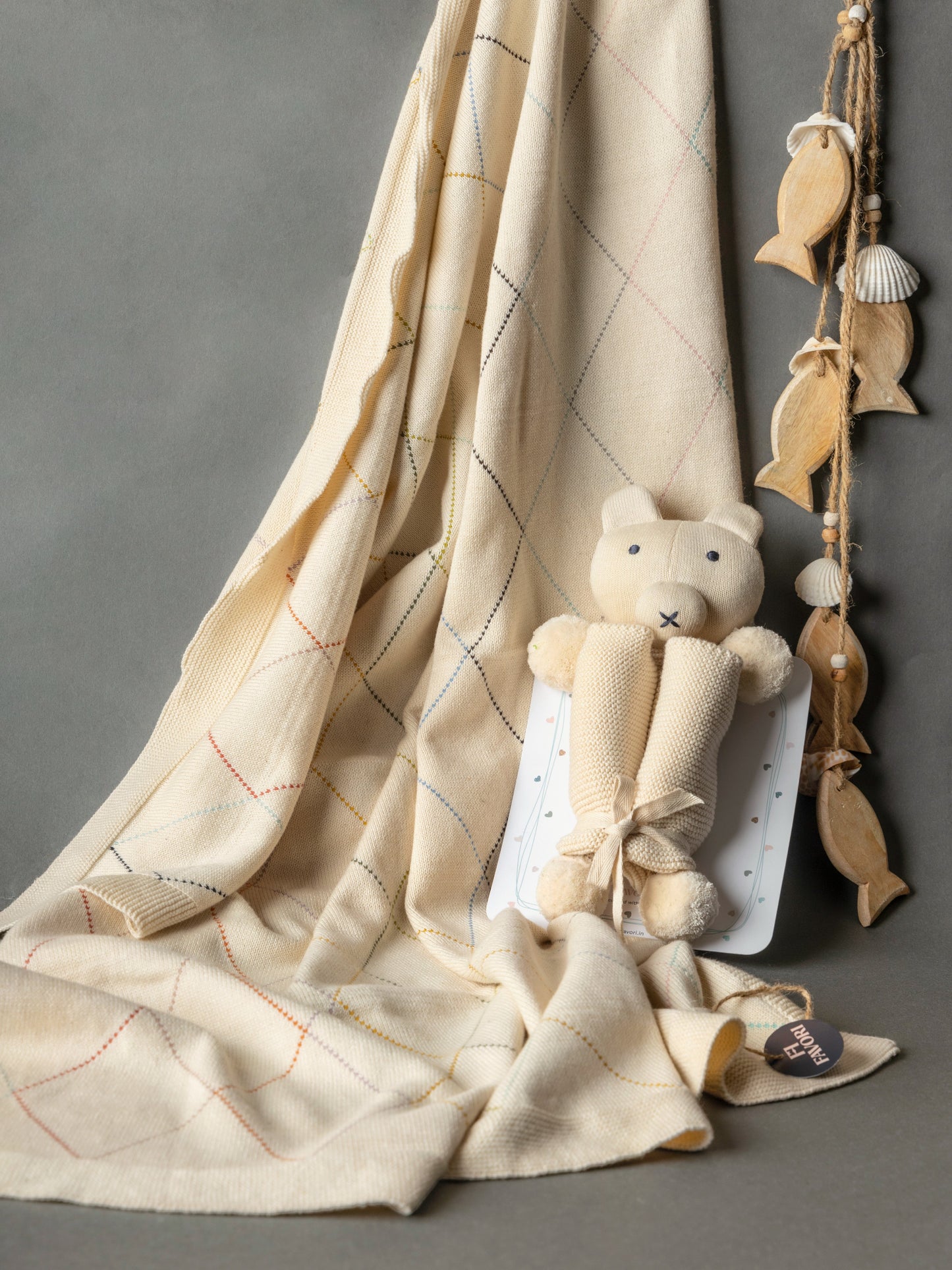 Baby Blanket with Cuddle Cloth, 100% Cotton Knitted