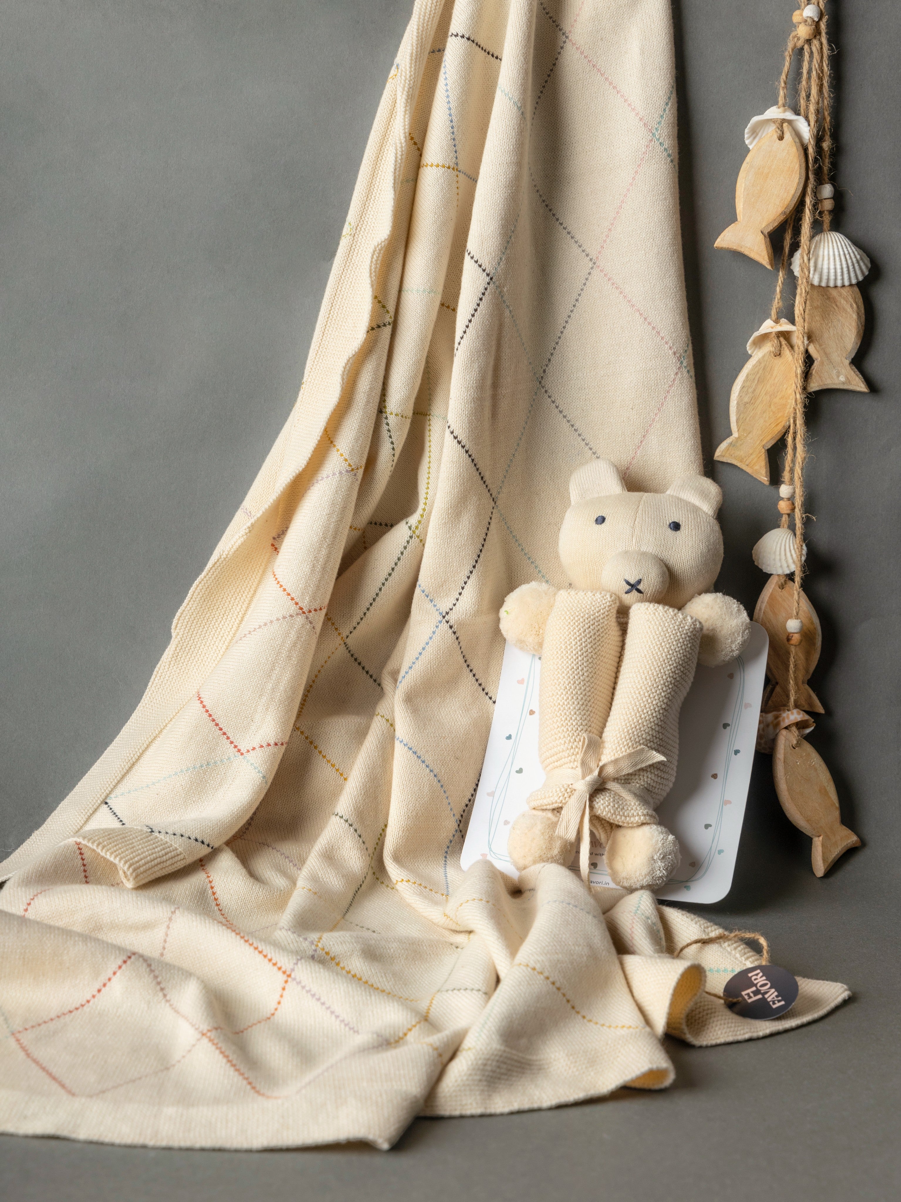 Baby Blanket with Cuddle Cloth, 100% Cotton Knitted