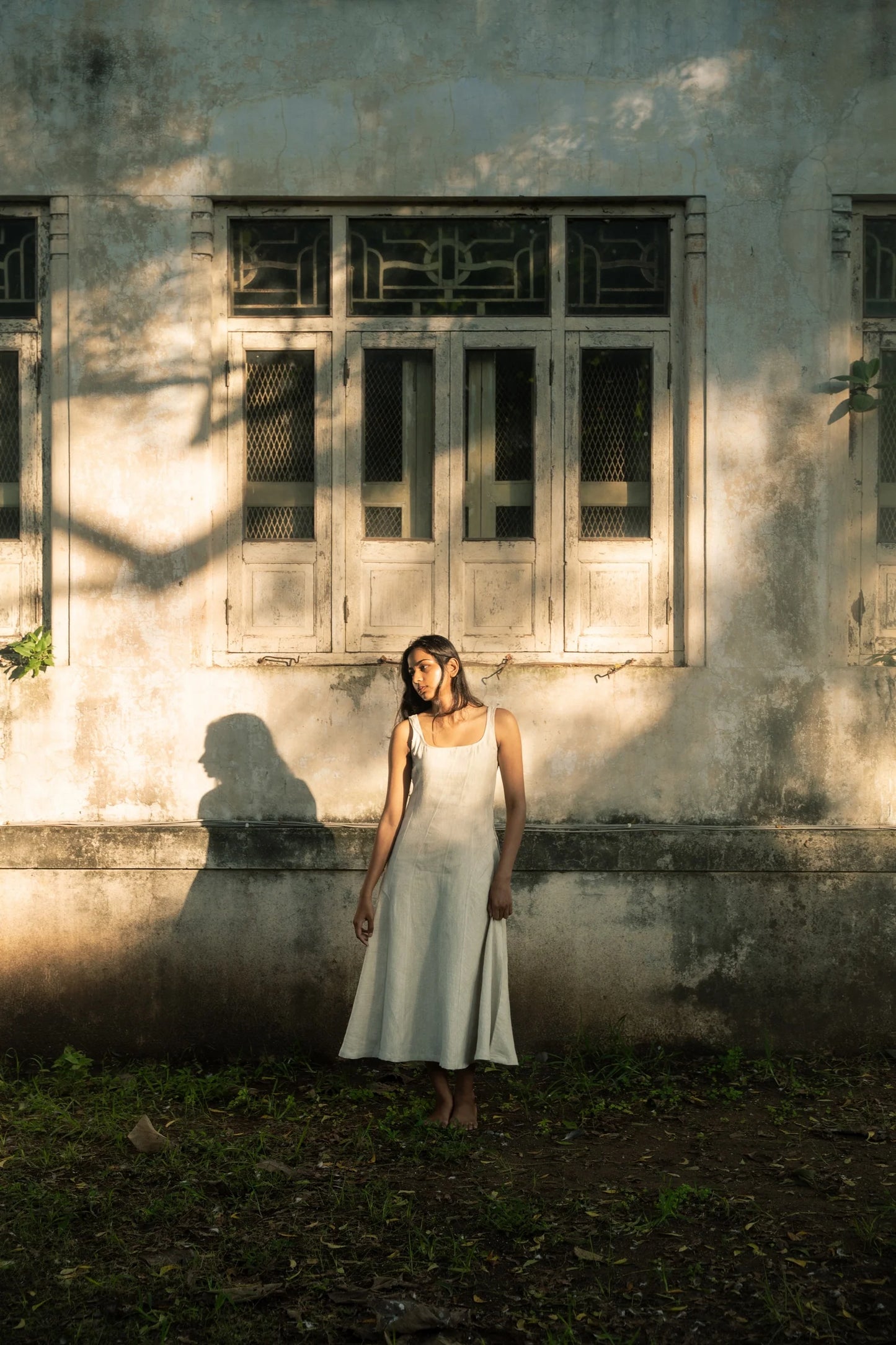 Paneled linen dress