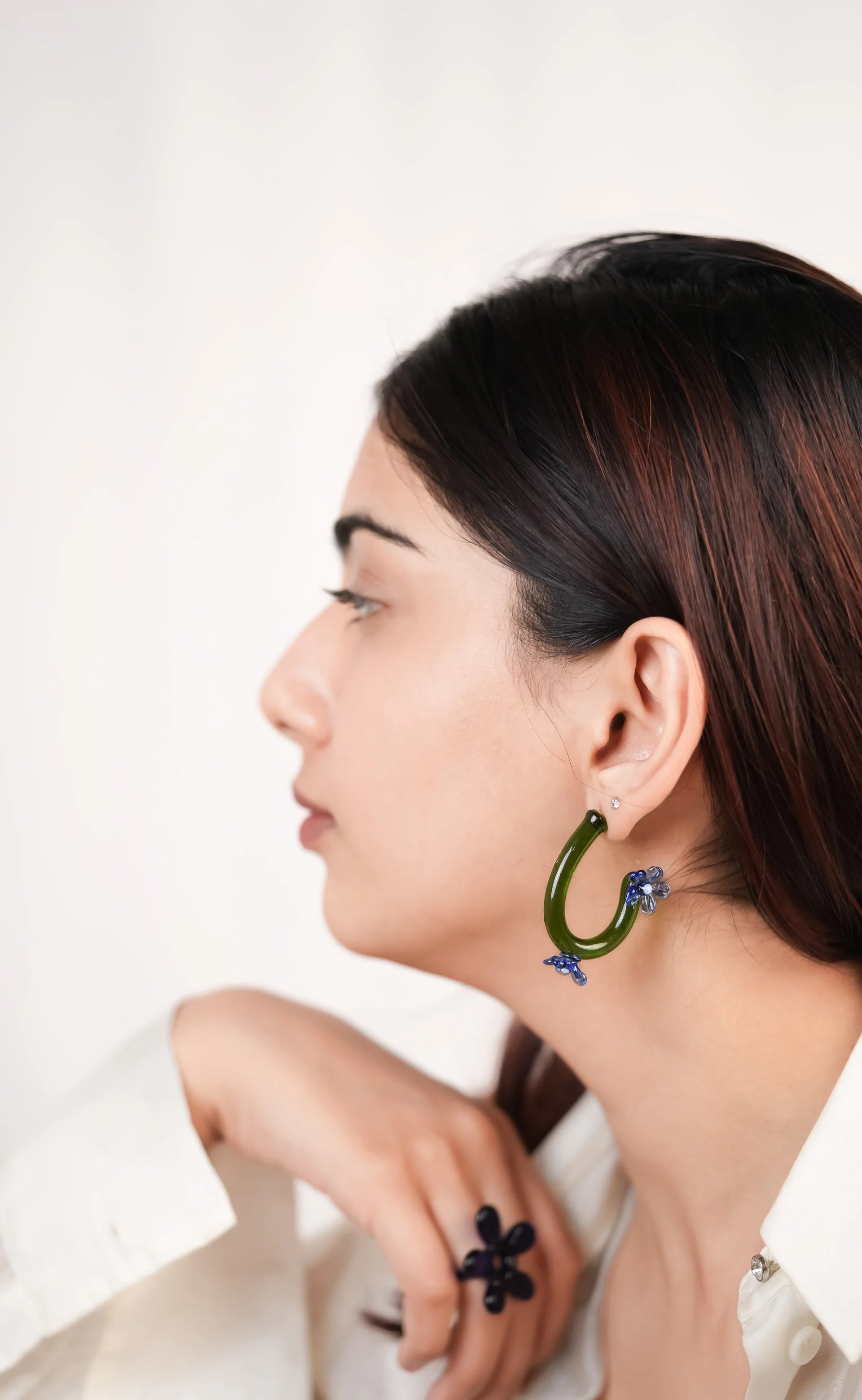 Curly Flower Hoop Earrings