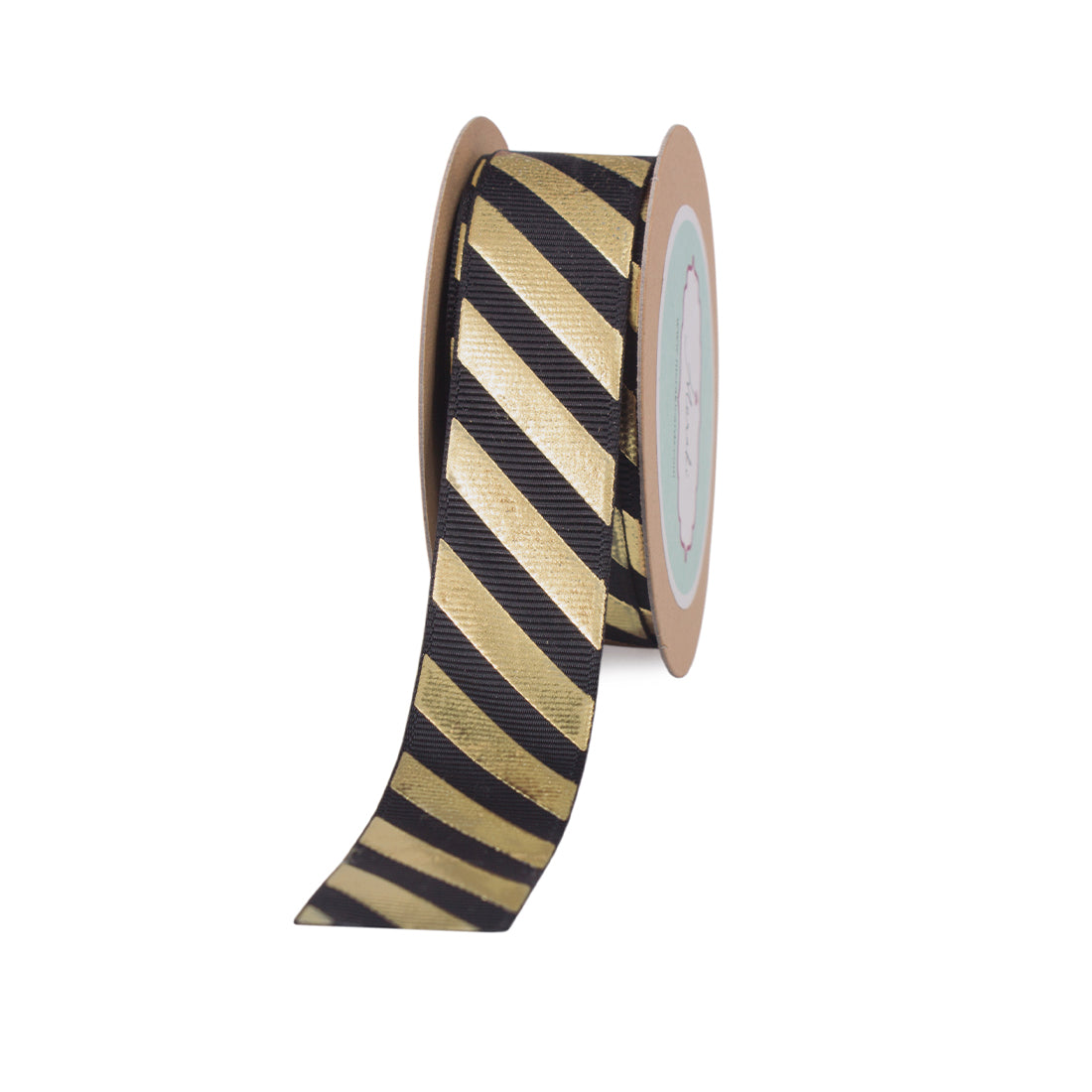 Black With Gold Diagonal Stripes Ribbon