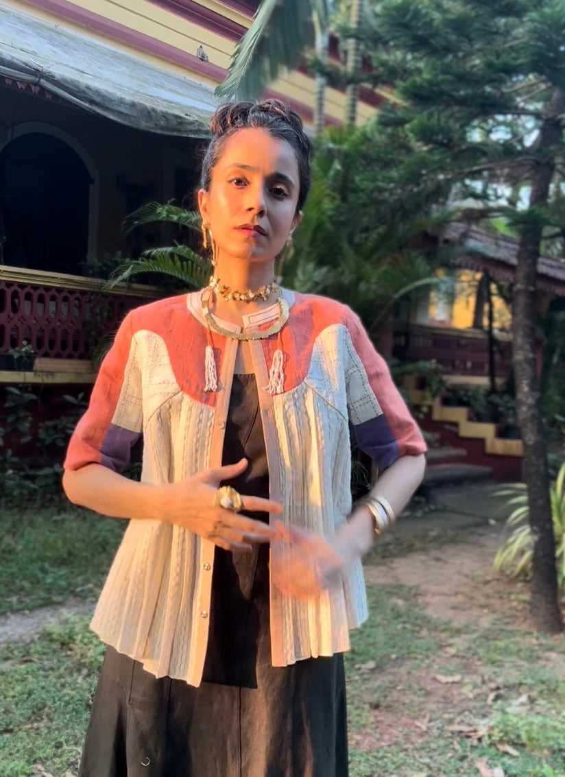 Reversible Paneled Peplum Top