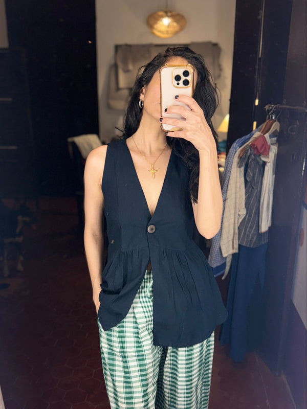 Black Peplum Vest