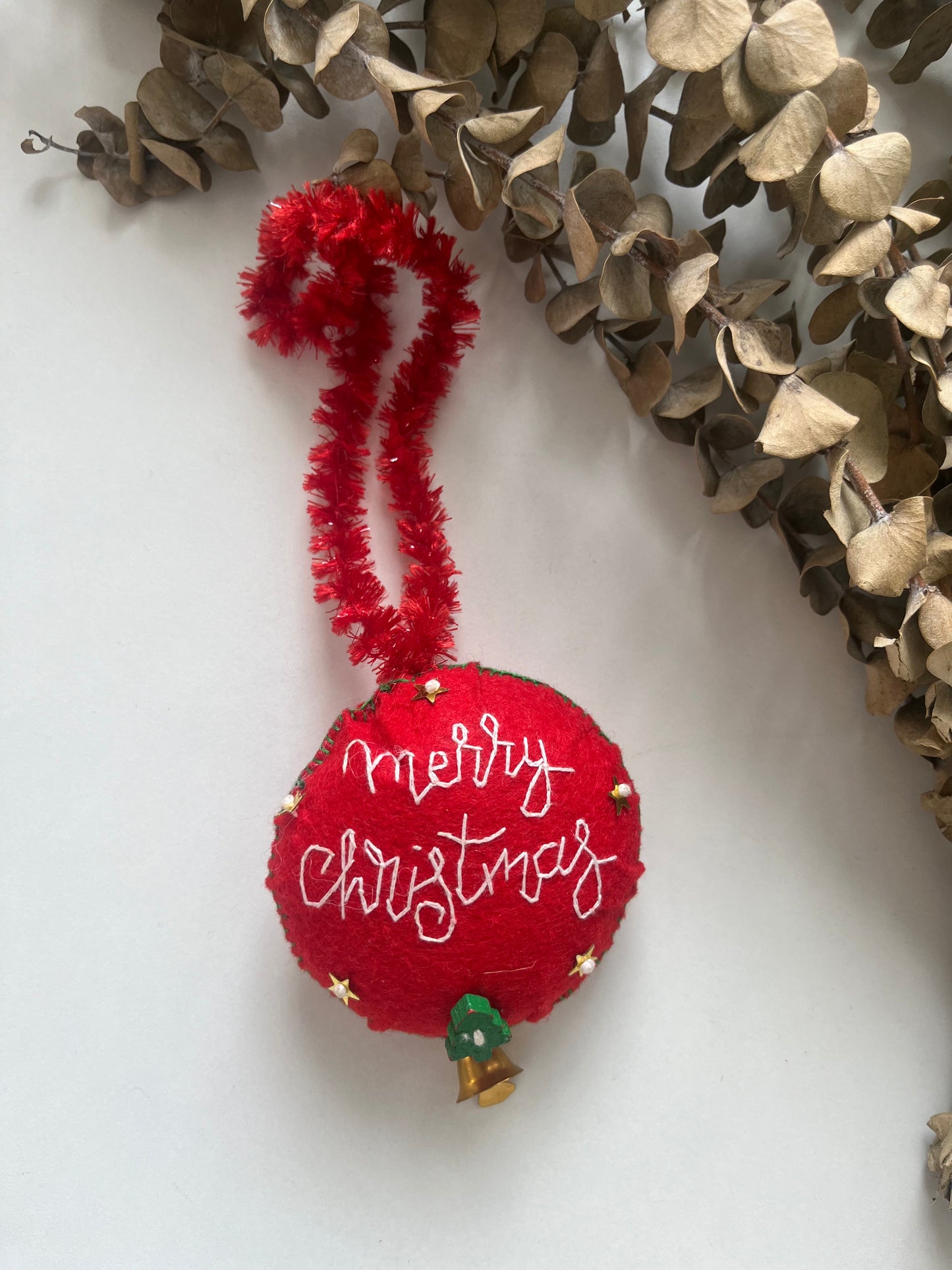 Merry Christmas Hand-embroidered Ornament