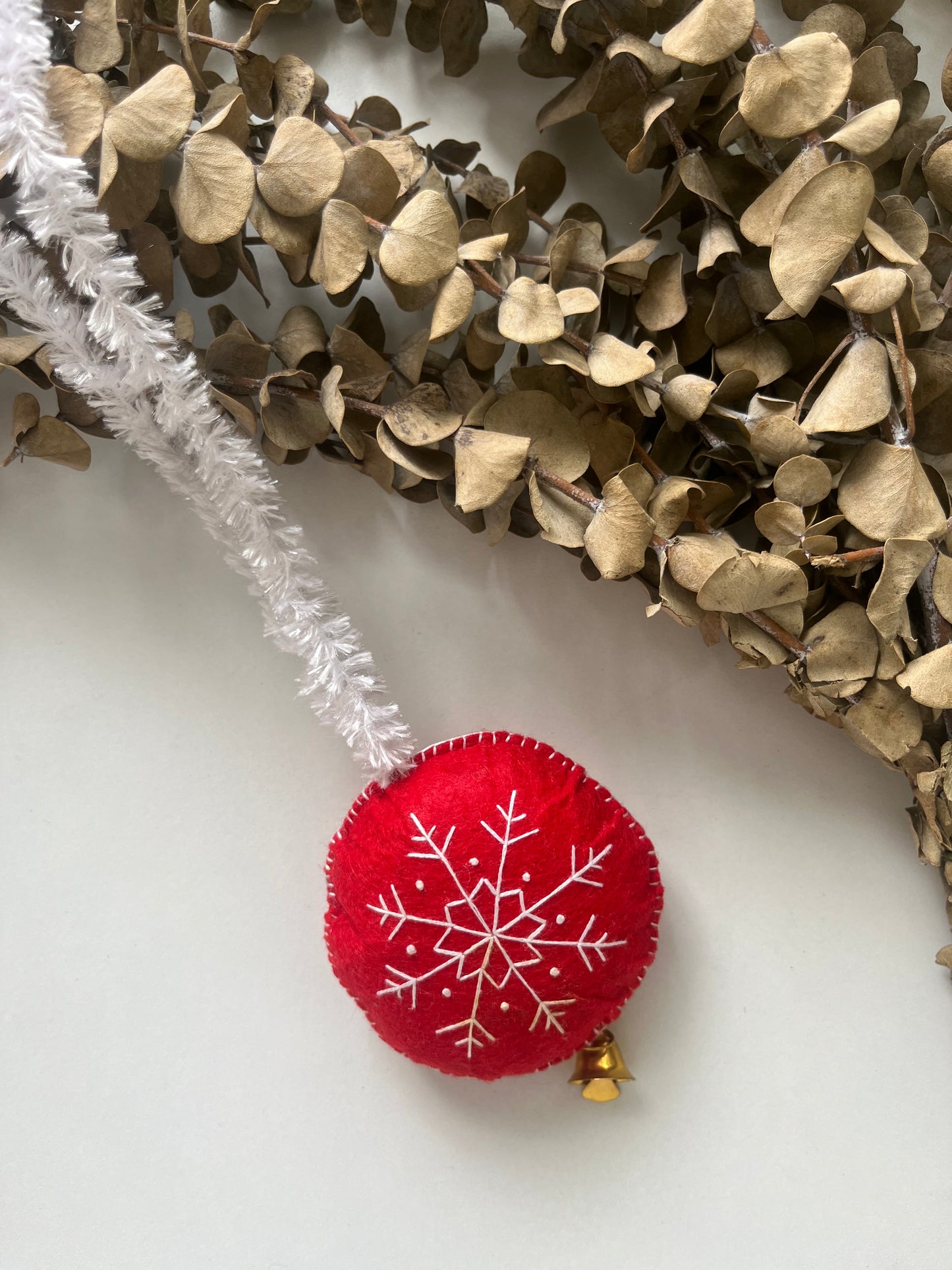 Hand-embroidered Snowflake Charm