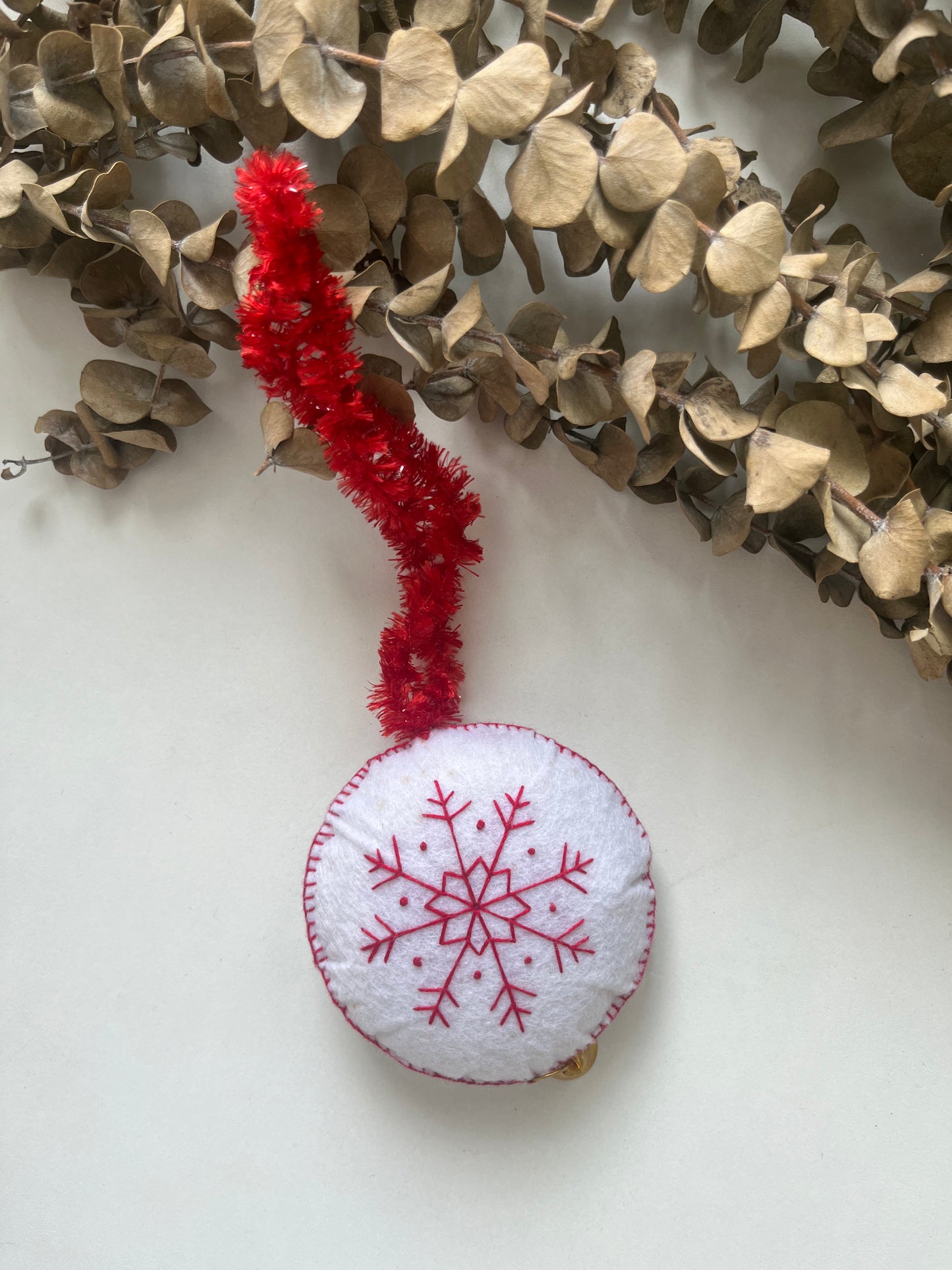 Hand-embroidered Snowflake Charm