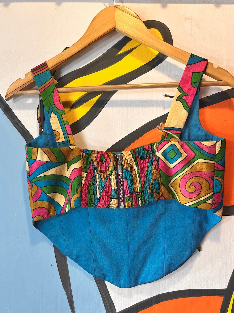 Upcycled Multi-color Printed Corset