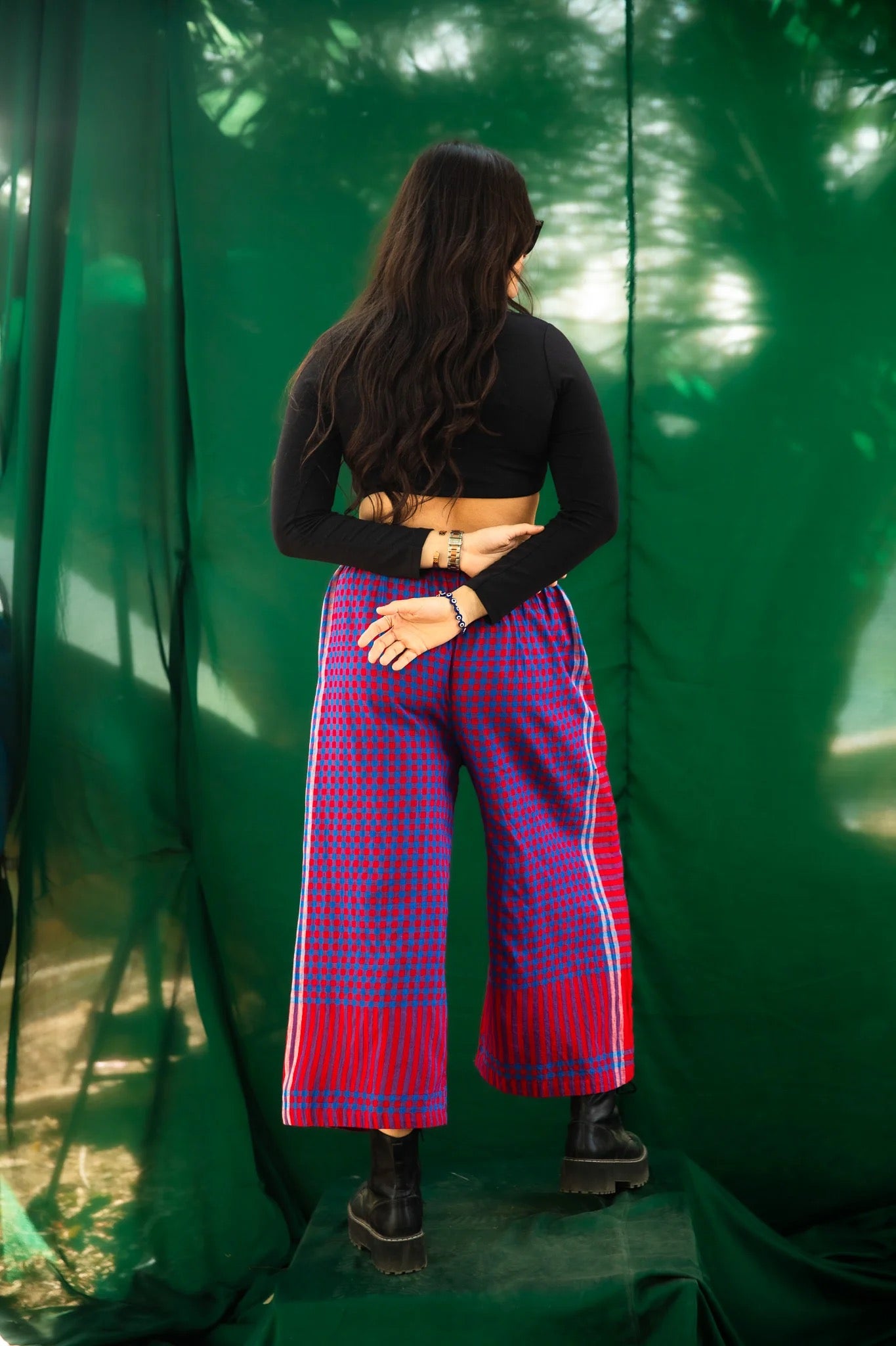 Red-Purple Checkered Pants