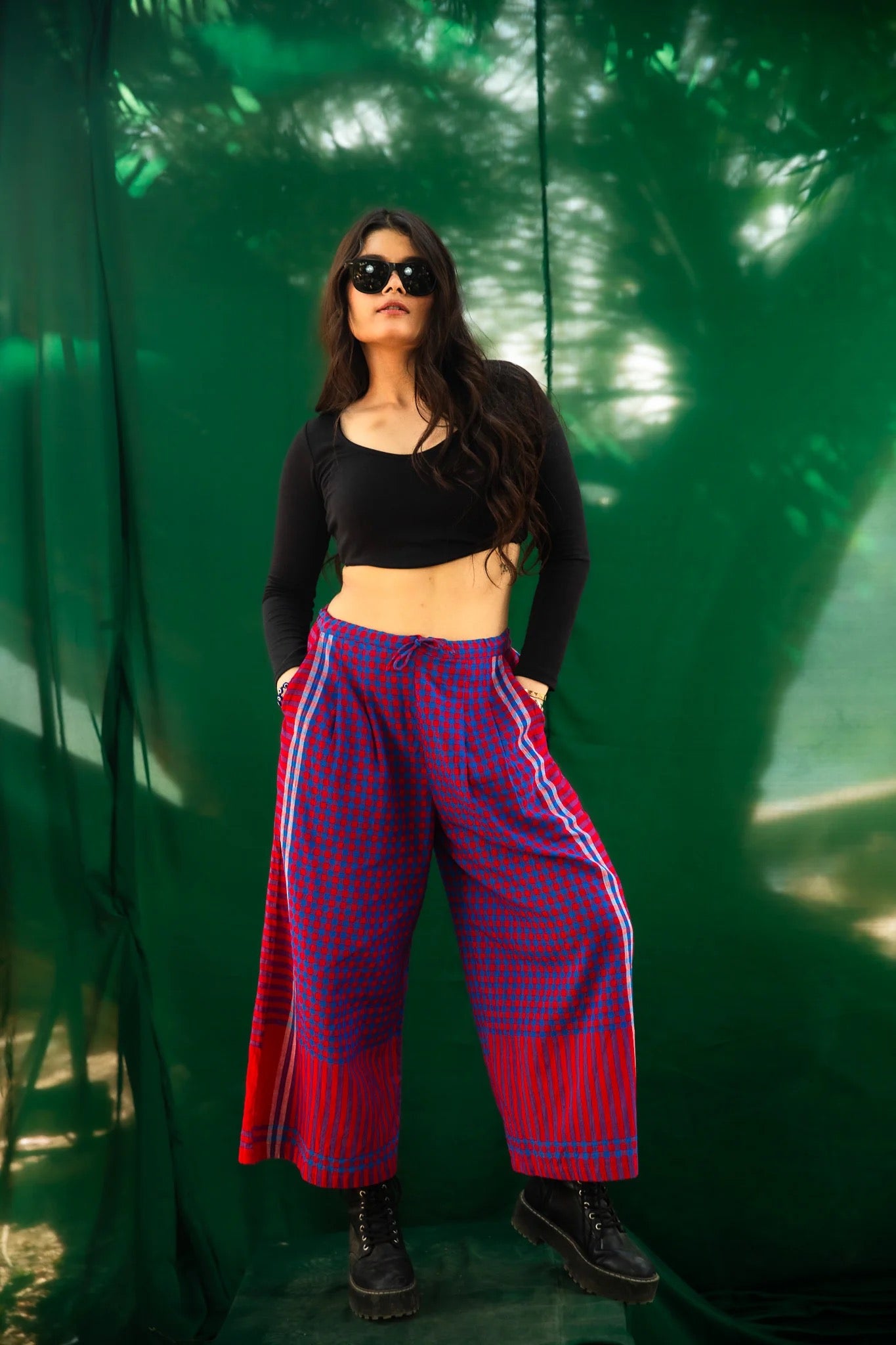 Red-Purple Checkered Pants