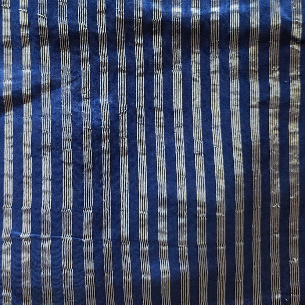Navy & Silver Striped Silk
