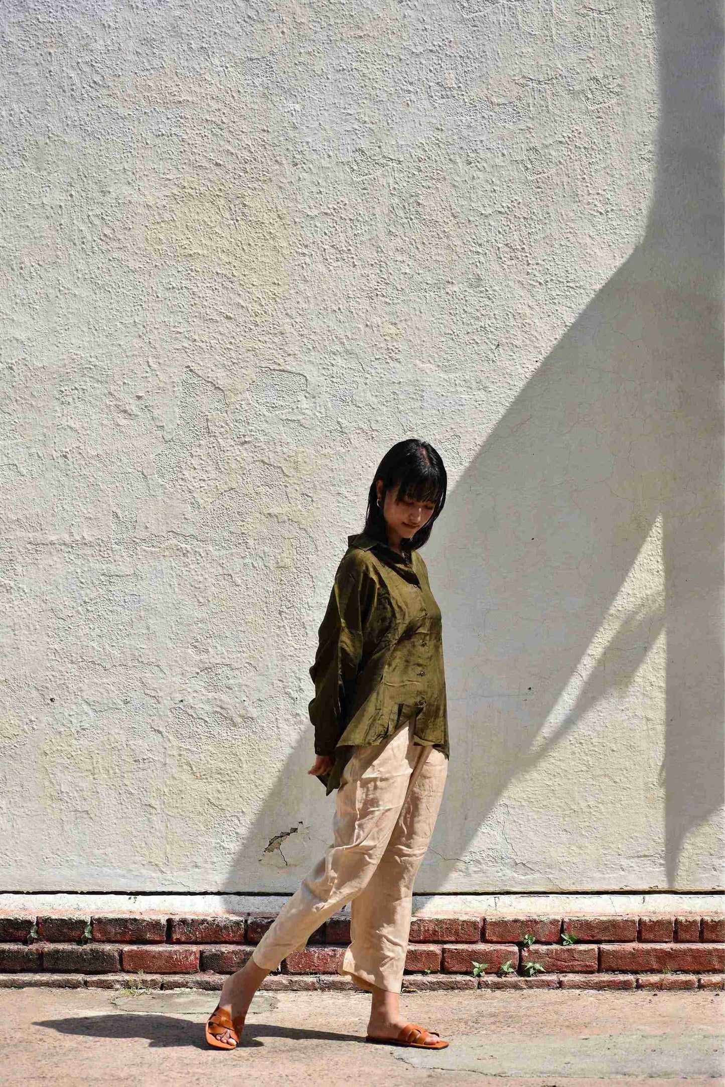 Silk Oversized Shirt - Olive