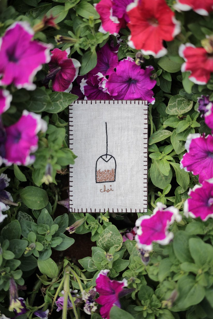 Chai Hand-Embroidered Postcard