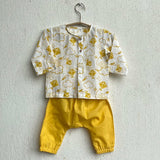 Organic Cotton Unisex Yellow Patang Kurta and Pyjama Pants Set