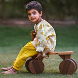 Organic Cotton Unisex Yellow Patang Kurta and Pyjama Pants Set