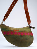 Green Card Print D-shaped Sling & Fanny Bag