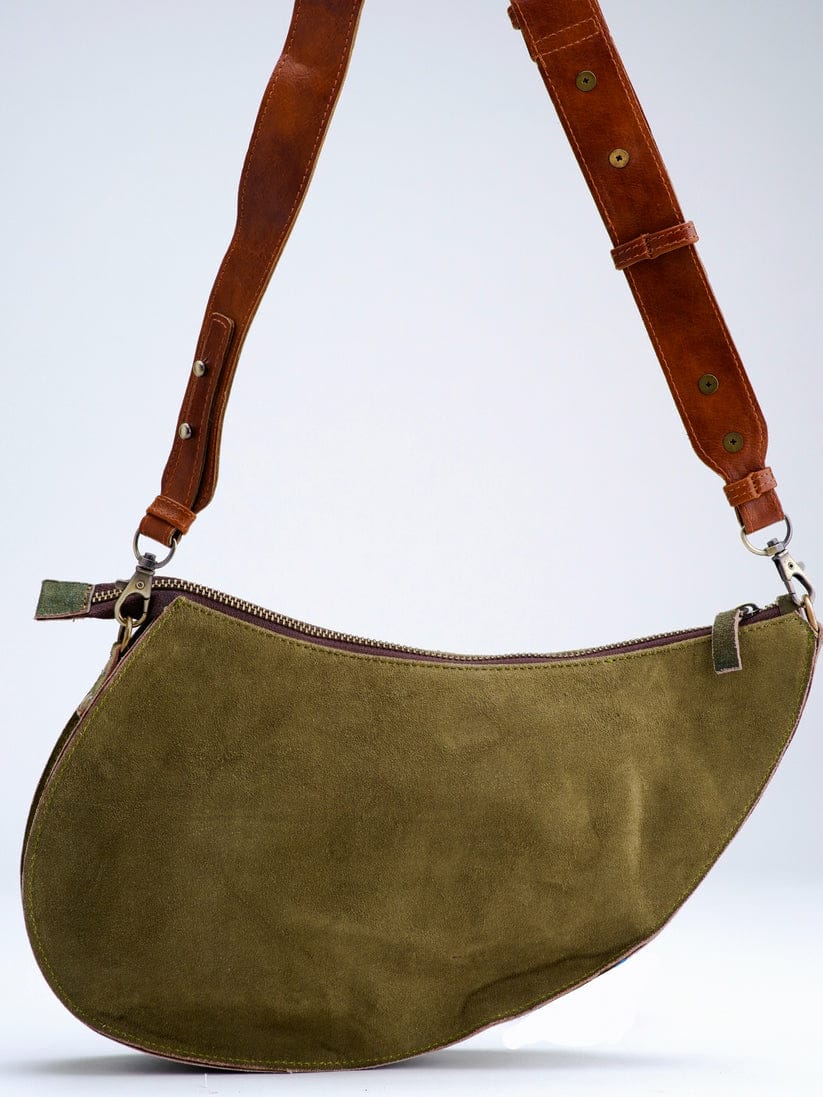 Green Card Print D-shaped Sling & Fanny Bag