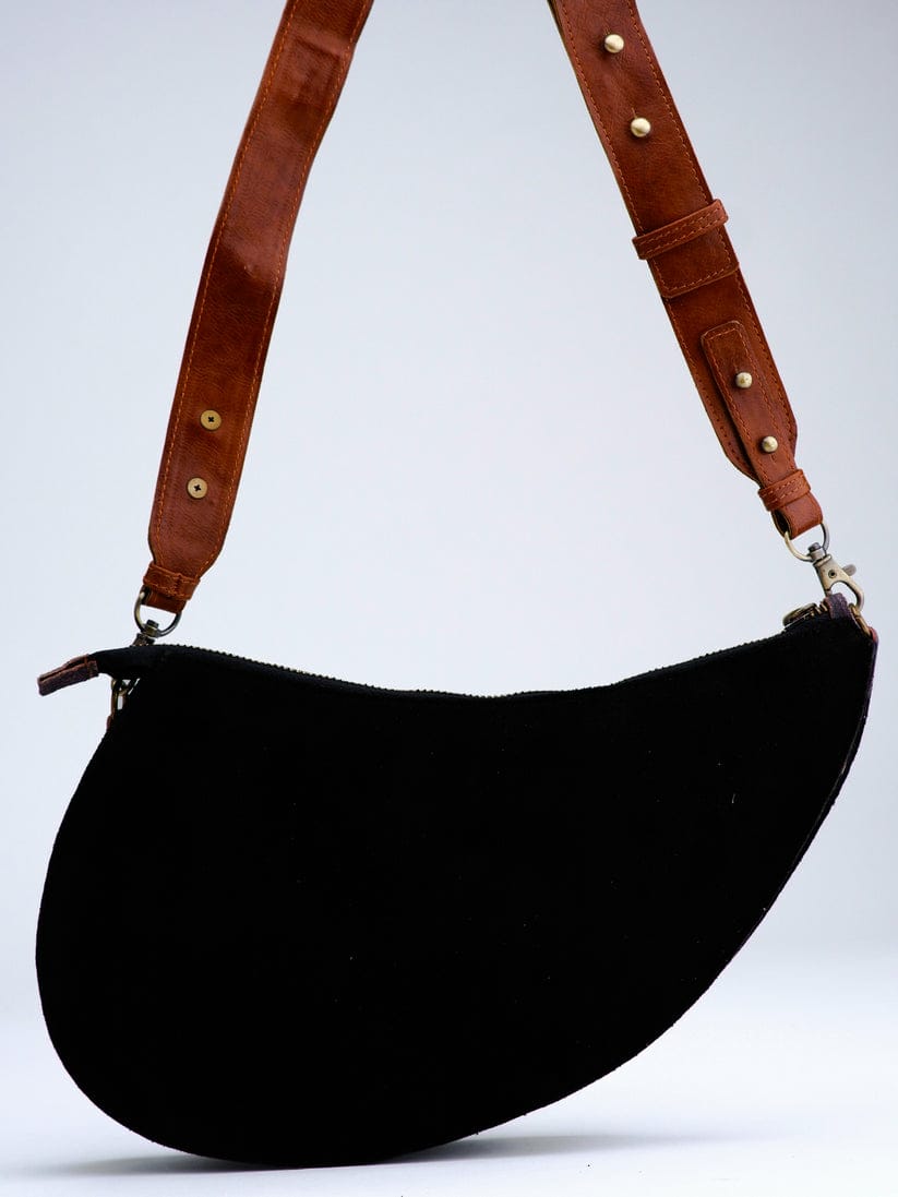 Black Moth Print D-shaped Sling & Fanny Bag