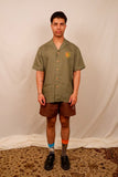 Small Linen Olive Serpents Shirt