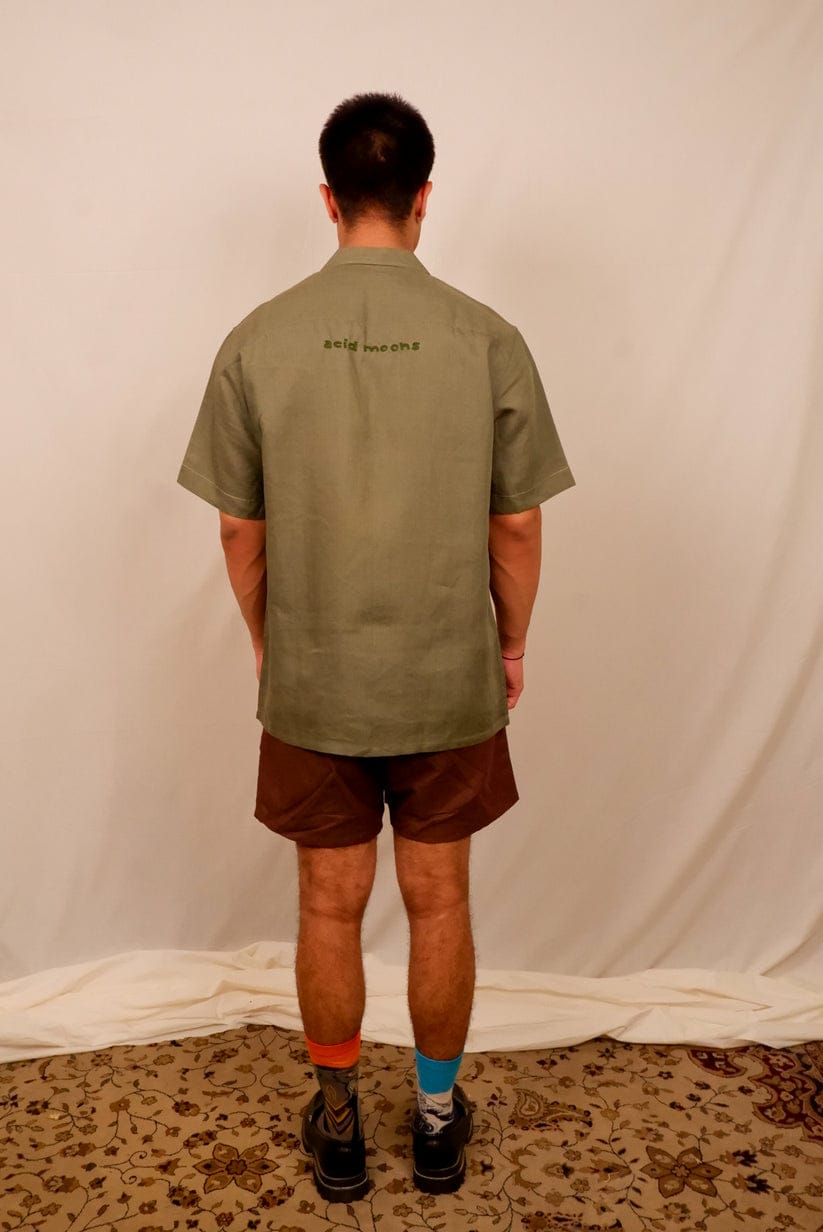 Small Linen Olive Serpents Shirt